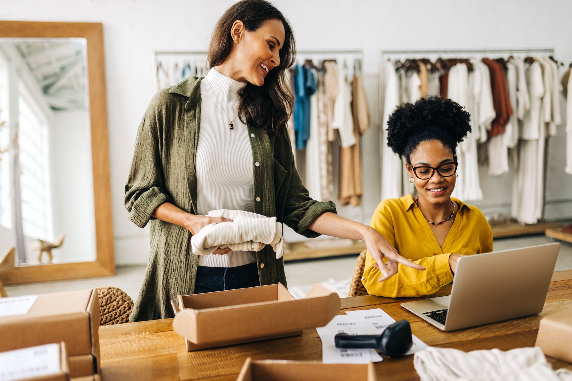 Women in ecommerce: Female entrepreneurs running an online store for clothing